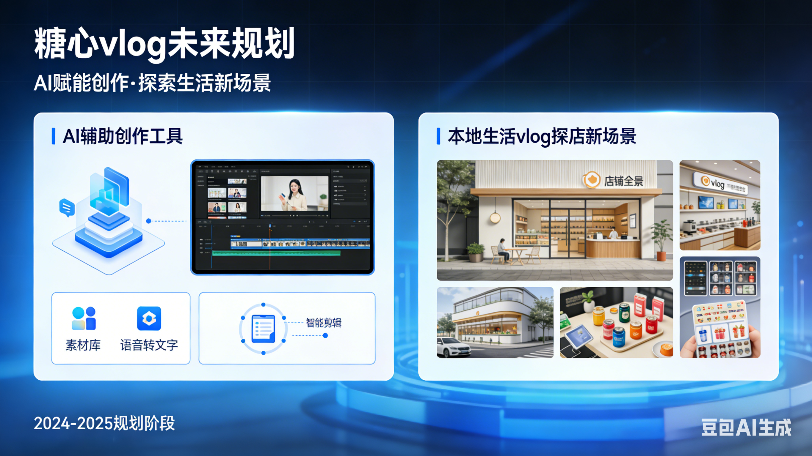 糖心vlog未来规划 - AI辅助创作工具、本地生活vlog探店新场景展示